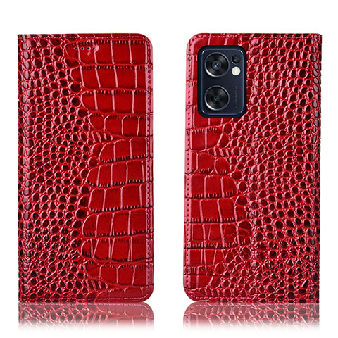 Custodia Portafoglio In Pelle Cover con Supporto H08P per Oppo Reno7 SE 5G Rosso