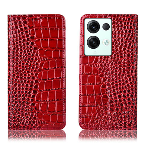 Custodia Portafoglio In Pelle Cover con Supporto H08P per Oppo Reno8 Pro 5G Rosso