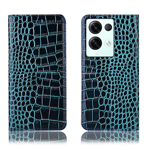 Custodia Portafoglio In Pelle Cover con Supporto H08P per Oppo Reno9 Pro+ Plus 5G Blu