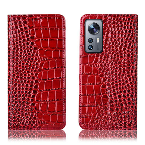 Custodia Portafoglio In Pelle Cover con Supporto H08P per Xiaomi Mi 12 Pro 5G Rosso