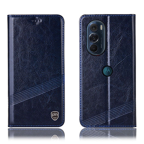 Custodia Portafoglio In Pelle Cover con Supporto H09P per Motorola Moto Edge 30 Pro 5G Blu