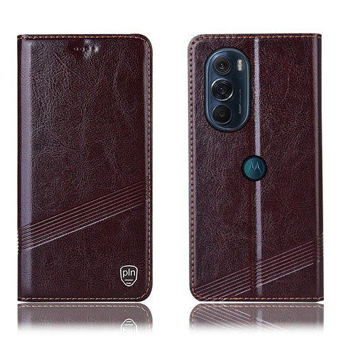 Custodia Portafoglio In Pelle Cover con Supporto H09P per Motorola Moto Edge X30 5G Marrone