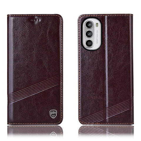 Custodia Portafoglio In Pelle Cover con Supporto H09P per Motorola Moto G71s 5G Marrone