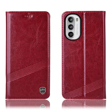 Custodia Portafoglio In Pelle Cover con Supporto H09P per Motorola Moto G71s 5G Rosso