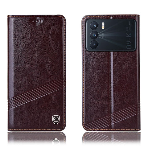 Custodia Portafoglio In Pelle Cover con Supporto H09P per Oppo K9 Pro 5G Marrone