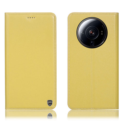 Custodia Portafoglio In Pelle Cover con Supporto H09P per Xiaomi Mi 12 Ultra 5G Giallo