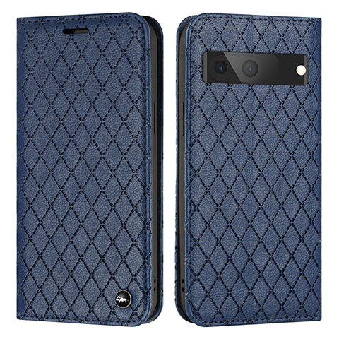 Custodia Portafoglio In Pelle Cover con Supporto H09X per Google Pixel 7 5G Blu