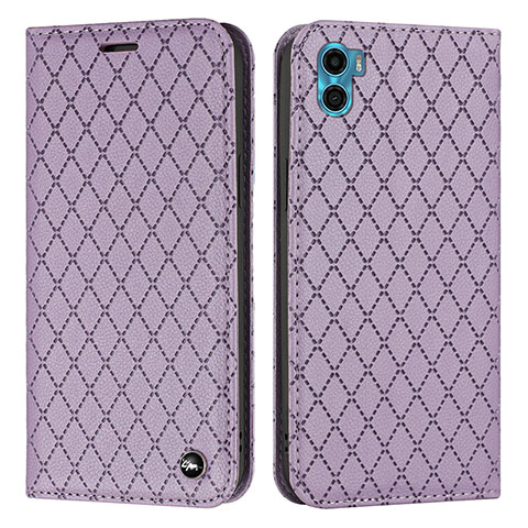 Custodia Portafoglio In Pelle Cover con Supporto H09X per Motorola Moto E22S Viola