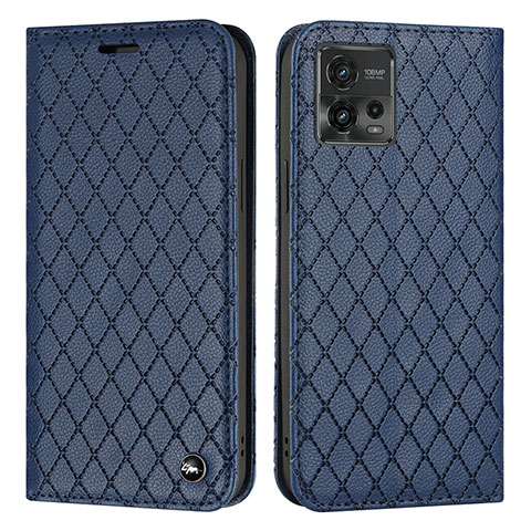 Custodia Portafoglio In Pelle Cover con Supporto H09X per Motorola Moto G72 Blu