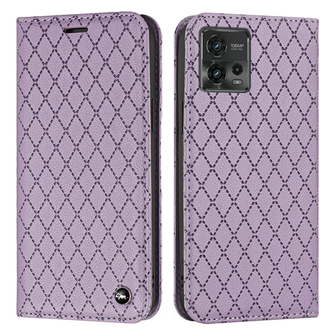 Custodia Portafoglio In Pelle Cover con Supporto H09X per Motorola Moto G72 Viola