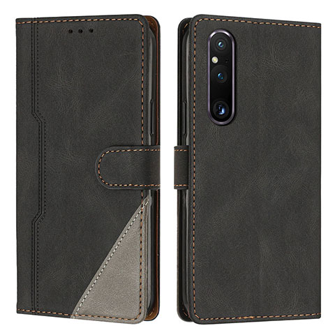 Custodia Portafoglio In Pelle Cover con Supporto H09X per Sony Xperia 1 V Nero