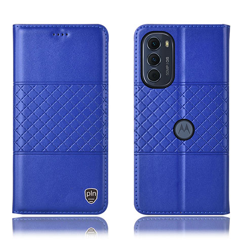 Custodia Portafoglio In Pelle Cover con Supporto H10P per Motorola Moto Edge (2022) 5G Blu