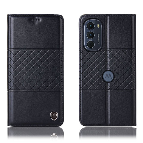 Custodia Portafoglio In Pelle Cover con Supporto H10P per Motorola Moto Edge (2022) 5G Nero