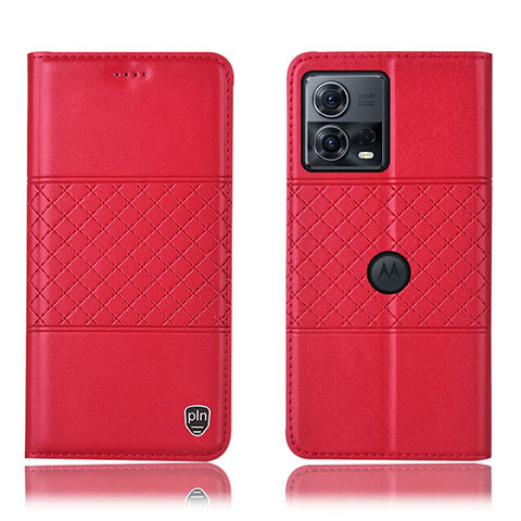 Custodia Portafoglio In Pelle Cover con Supporto H10P per Motorola Moto Edge 30 Fusion 5G Rosso