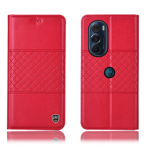 Custodia Portafoglio In Pelle Cover con Supporto H10P per Motorola Moto Edge 30 Pro 5G Rosso