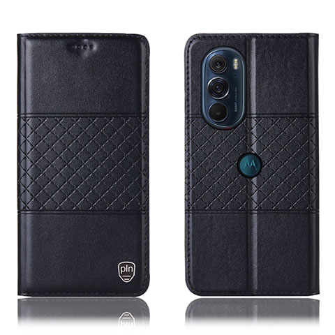 Custodia Portafoglio In Pelle Cover con Supporto H10P per Motorola Moto Edge Plus (2022) 5G Nero