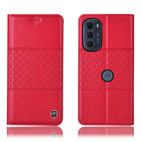 Custodia Portafoglio In Pelle Cover con Supporto H10P per Motorola Moto G82 5G Rosso