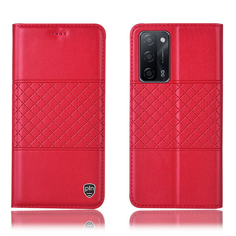 Custodia Portafoglio In Pelle Cover con Supporto H10P per Oppo A53s 5G Rosso