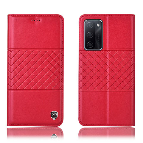 Custodia Portafoglio In Pelle Cover con Supporto H10P per Oppo A55S 5G Rosso