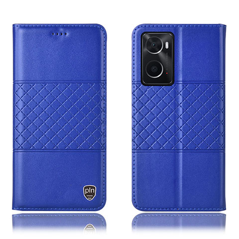 Custodia Portafoglio In Pelle Cover con Supporto H10P per Oppo A76 Blu