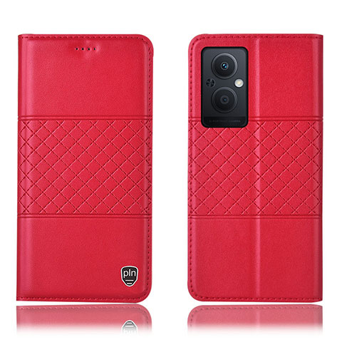 Custodia Portafoglio In Pelle Cover con Supporto H10P per Oppo A96 5G Rosso