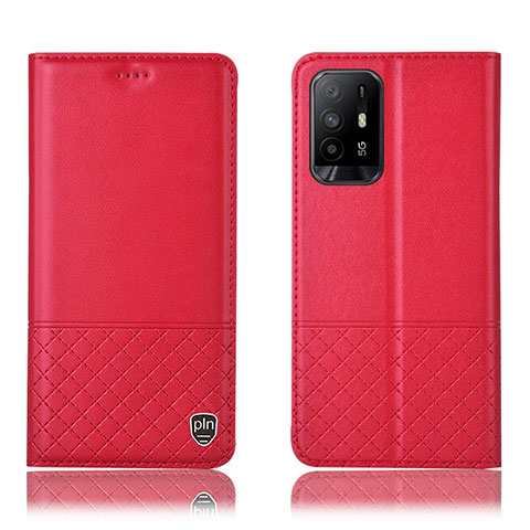 Custodia Portafoglio In Pelle Cover con Supporto H10P per Oppo Reno5 Z 5G Rosso