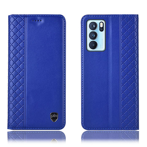 Custodia Portafoglio In Pelle Cover con Supporto H10P per Oppo Reno6 Pro 5G India Blu