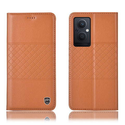 Custodia Portafoglio In Pelle Cover con Supporto H10P per Oppo Reno7 Lite 5G Arancione