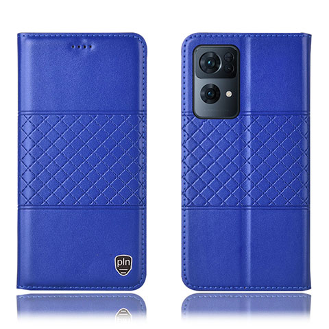 Custodia Portafoglio In Pelle Cover con Supporto H10P per Oppo Reno7 Pro 5G Blu