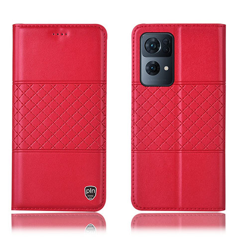 Custodia Portafoglio In Pelle Cover con Supporto H10P per Oppo Reno7 Pro 5G Rosso