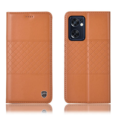 Custodia Portafoglio In Pelle Cover con Supporto H10P per Oppo Reno7 SE 5G Arancione