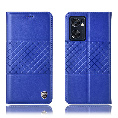 Custodia Portafoglio In Pelle Cover con Supporto H10P per Oppo Reno7 SE 5G Blu