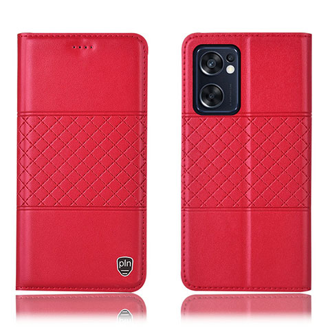 Custodia Portafoglio In Pelle Cover con Supporto H10P per Oppo Reno7 SE 5G Rosso