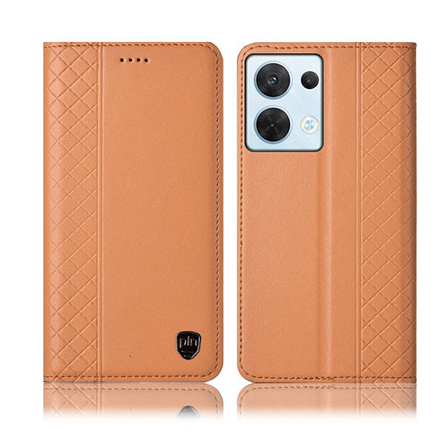 Custodia Portafoglio In Pelle Cover con Supporto H10P per Oppo Reno8 5G Arancione