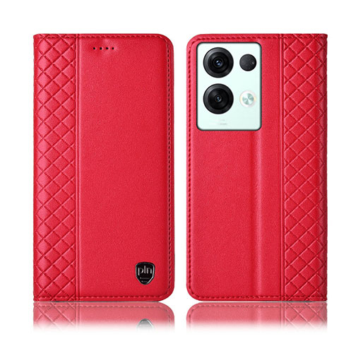 Custodia Portafoglio In Pelle Cover con Supporto H10P per Oppo Reno8 Pro 5G Rosso