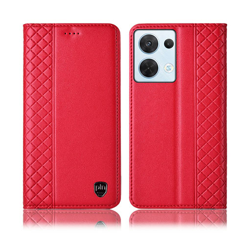 Custodia Portafoglio In Pelle Cover con Supporto H10P per Oppo Reno9 Pro 5G Rosso