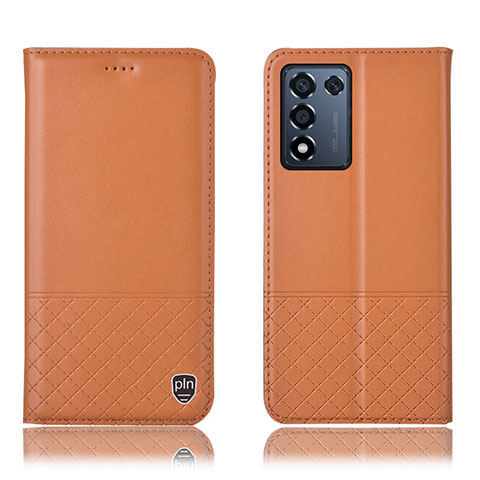 Custodia Portafoglio In Pelle Cover con Supporto H10P per Realme Q3t 5G Arancione