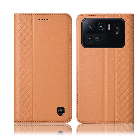 Custodia Portafoglio In Pelle Cover con Supporto H10P per Xiaomi Mi 11 Ultra 5G Arancione