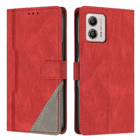 Custodia Portafoglio In Pelle Cover con Supporto H10X per Motorola Moto G53y 5G Rosso