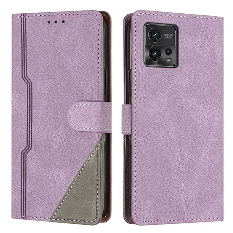 Custodia Portafoglio In Pelle Cover con Supporto H10X per Motorola Moto G72 Viola