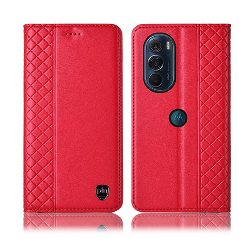 Custodia Portafoglio In Pelle Cover con Supporto H11P per Motorola Moto Edge 30 Pro 5G Rosso