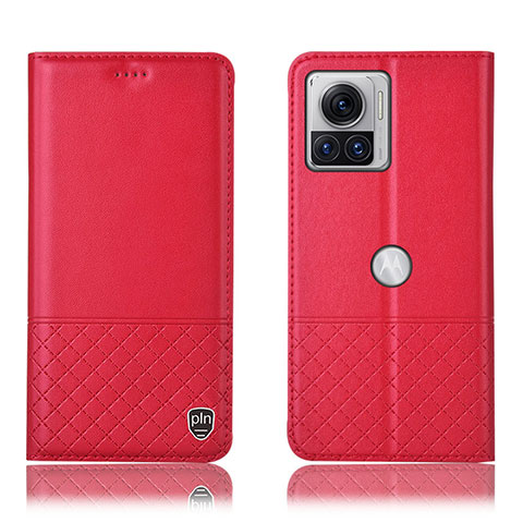 Custodia Portafoglio In Pelle Cover con Supporto H11P per Motorola Moto Edge 30 Ultra 5G Rosso