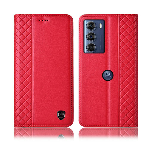 Custodia Portafoglio In Pelle Cover con Supporto H11P per Motorola Moto G200 5G Rosso