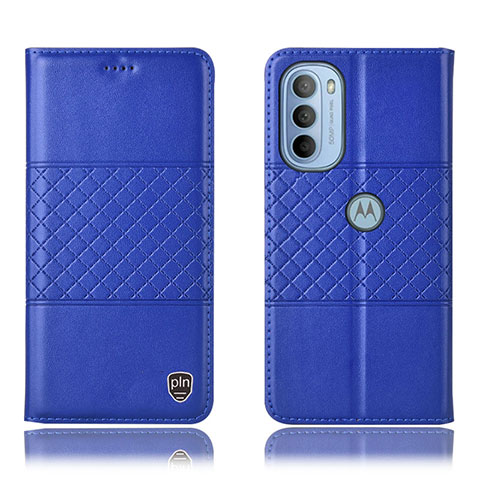 Custodia Portafoglio In Pelle Cover con Supporto H11P per Motorola Moto G31 Blu