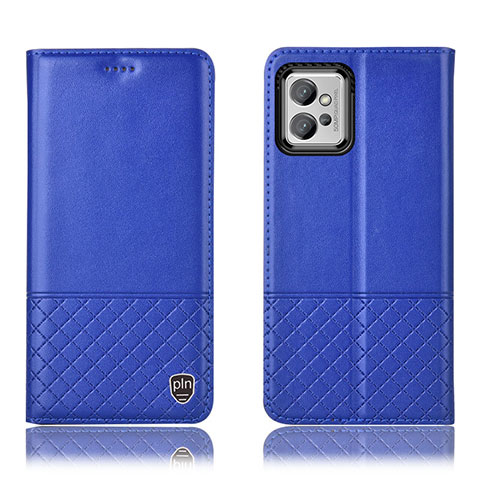Custodia Portafoglio In Pelle Cover con Supporto H11P per Motorola Moto G32 Blu