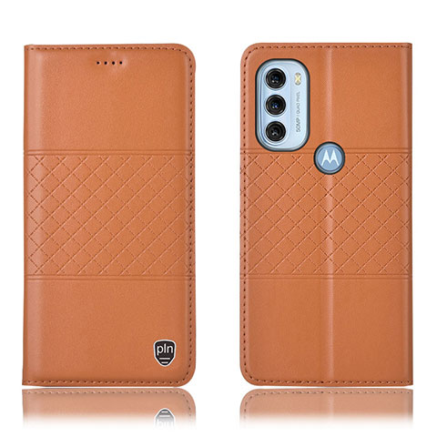 Custodia Portafoglio In Pelle Cover con Supporto H11P per Motorola Moto G71 5G Arancione