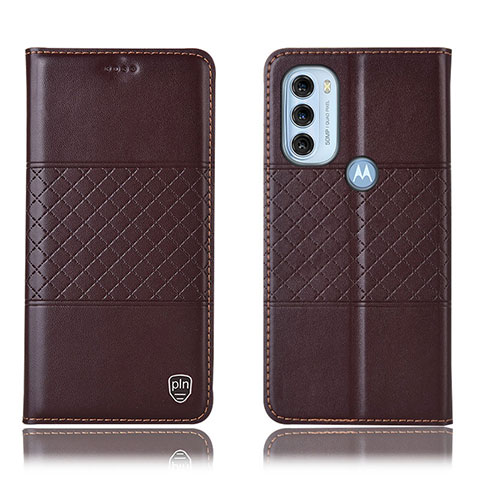 Custodia Portafoglio In Pelle Cover con Supporto H11P per Motorola Moto G71 5G Marrone