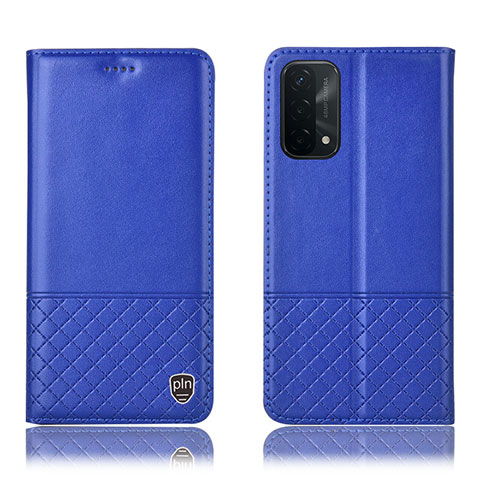 Custodia Portafoglio In Pelle Cover con Supporto H11P per Oppo A74 5G Blu