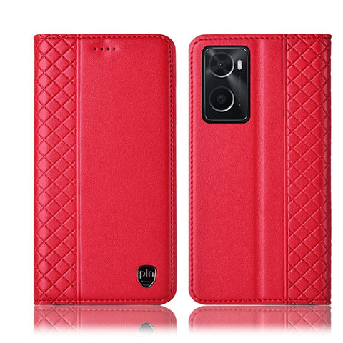 Custodia Portafoglio In Pelle Cover con Supporto H11P per Oppo A76 Rosso