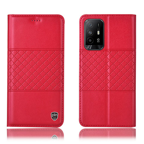 Custodia Portafoglio In Pelle Cover con Supporto H11P per Oppo A95 5G Rosso